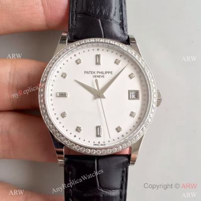 Copy Swiss Patek Philipe Cal.324 S C Watch SS White Dial Diamond Markers